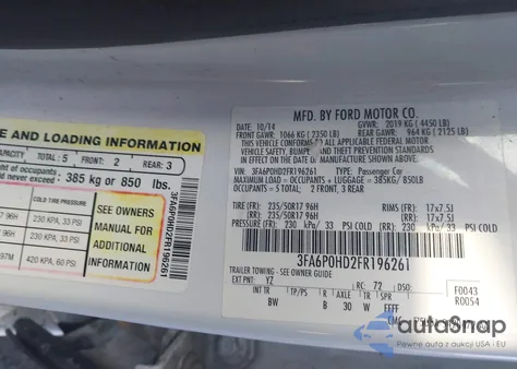 2015 Ford Fusion Se z USA, uszkodzony, nr VIN 3FA6P0HD2FR196261